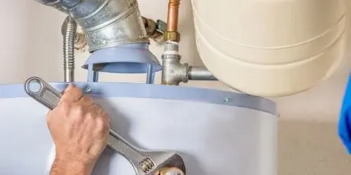 working on a water heater